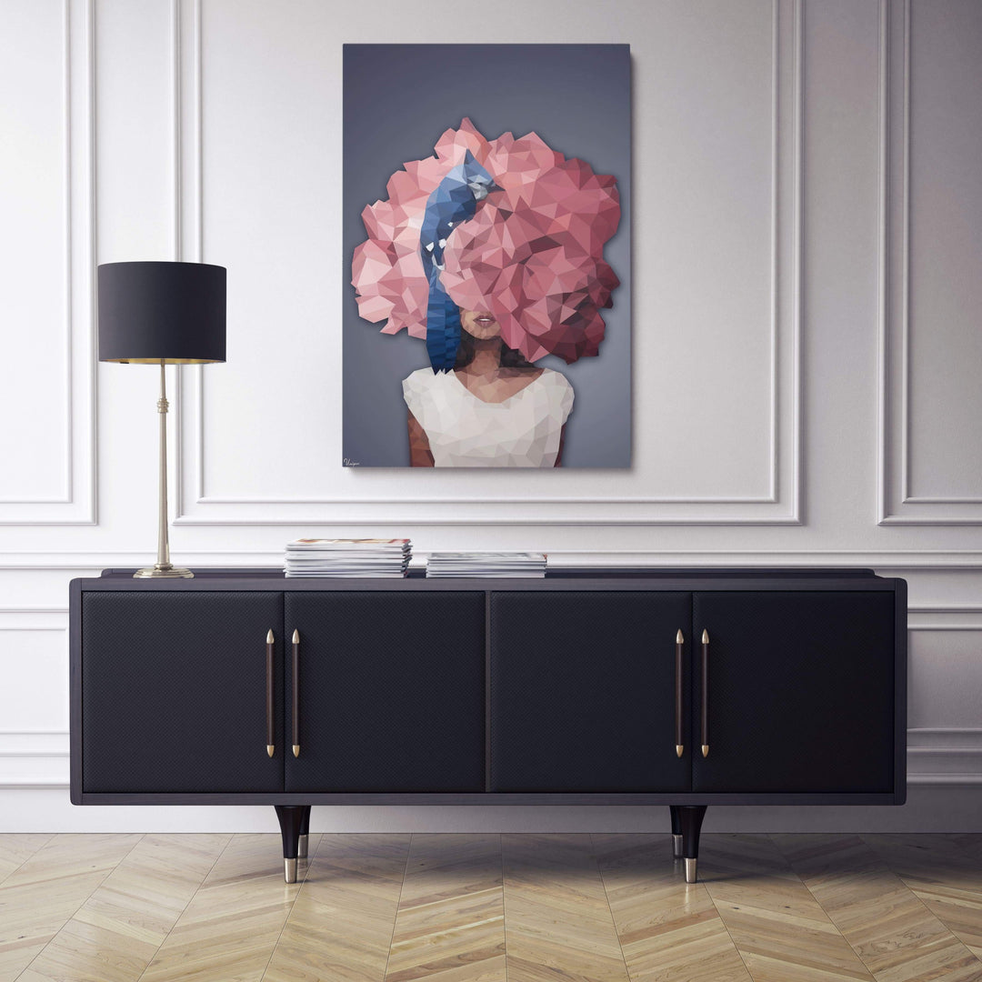 WANDBILD „Geometrische Flora und Fauna - POLYGONBILD - Gloria“ – Acrylglas & Alu-Dibond | Exklusive und Moderne Kunst in Museumsqualität