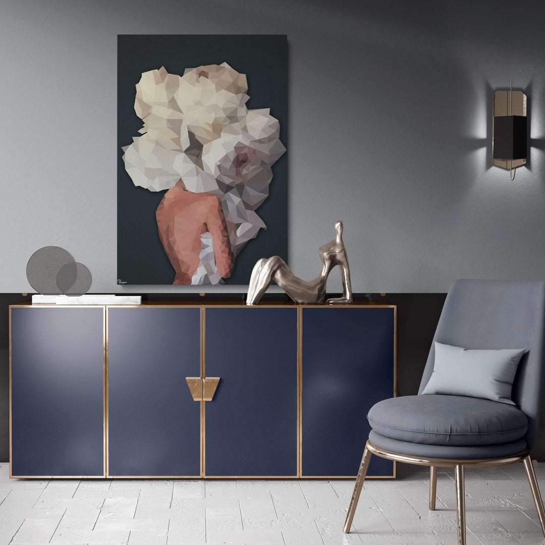 WANDBILD „Geometrische Anziehungskraft - POLYGONBILD - Isabella“ – Acrylglas & Alu-Dibond | Exklusive und Moderne Kunst in Museumsqualität