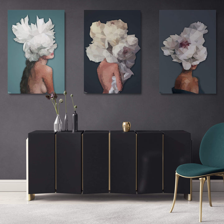 WANDBILD „Geometrische Anziehungskraft - POLYGONBILD - Isabella“ – Acrylglas & Alu-Dibond | Exklusive und Moderne Kunst in Museumsqualität