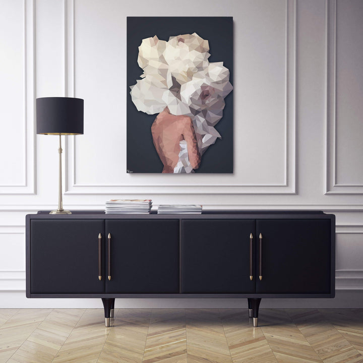 WANDBILD „Geometrische Anziehungskraft - POLYGONBILD - Isabella“ – Acrylglas & Alu-Dibond | Exklusive und Moderne Kunst in Museumsqualität