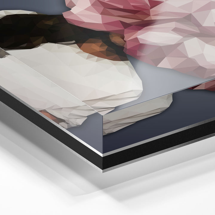 WANDBILD „Geometrische Blütenkraft - POLYGONBILD - Lisa“ – Acrylglas & Alu-Dibond | Exklusive und Moderne Kunst in Museumsqualität
