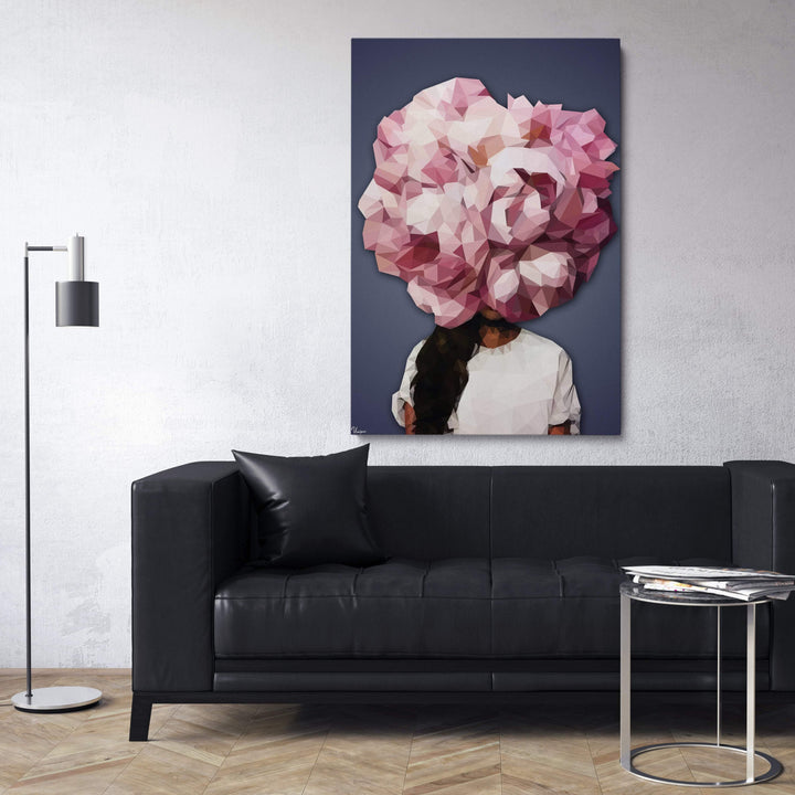 WANDBILD „Geometrische Blütenkraft - POLYGONBILD - Lisa“ – Acrylglas & Alu-Dibond | Exklusive und Moderne Kunst in Museumsqualität