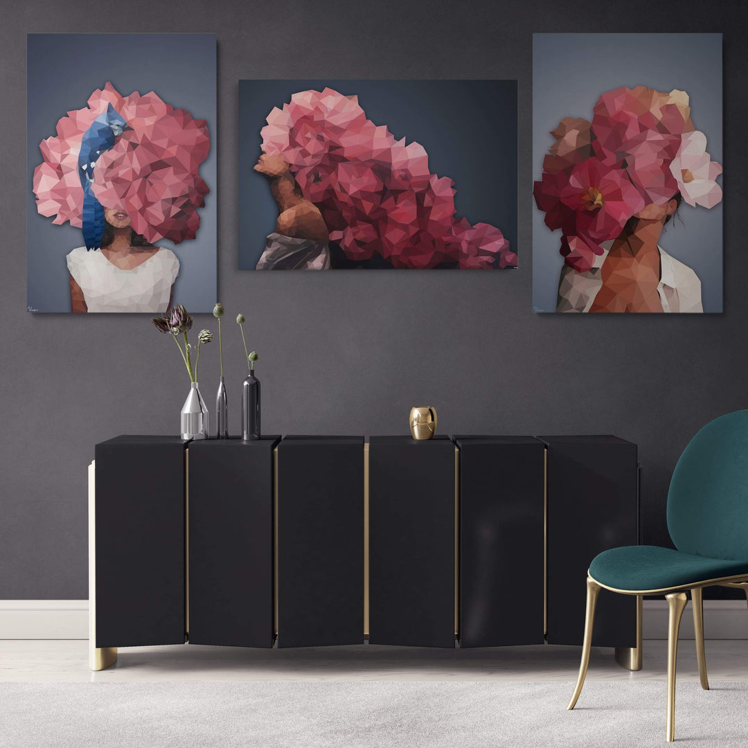 MURAL "Geometric Floral Splendor - POLYGON PICTURE - Svetlana" – Acrylic glass &amp; Alu-Dibond | Exclusive and modern art in museum quality 